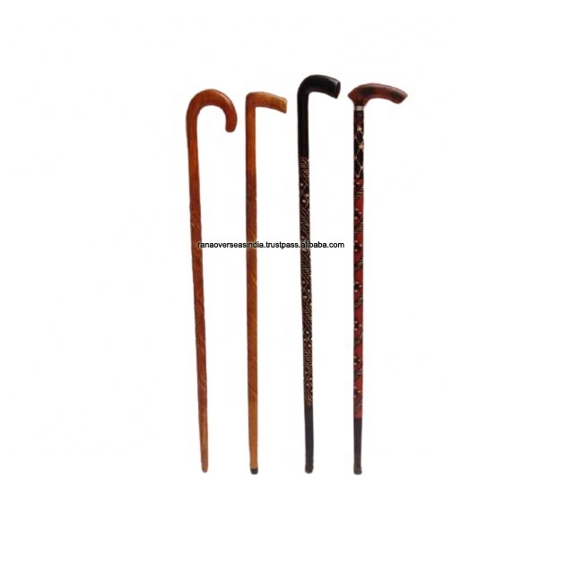 Handmade Vintage Handcrafted And Painted Walking Sticks Made Of Wood For Old Men And Women