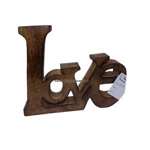 Decorative Wooden Word, Alphabet, Letters Love for Home/Table (Brown)