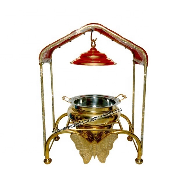 Brass Chafing Dish Butterfly Design With Lid and Lid Holder for Catering Hotel Buffets or any other Events