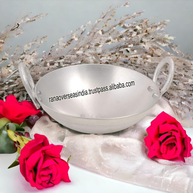 Premium Luxury Wholesale Aluminum Karahi Pan Bowls Deep Frying and Cooking Pot With 2 Handle For Home