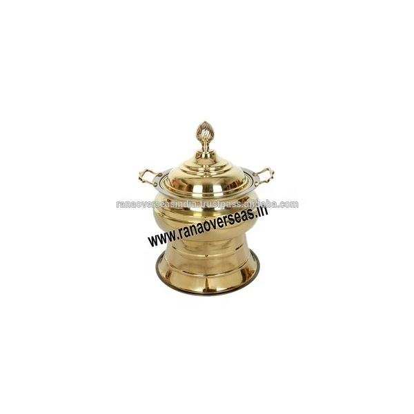 Restaurant Used Brass Metal Chafing Dish Catering Equipment Buffet Chafer Food Warmer Wholesale Round Serving Dish