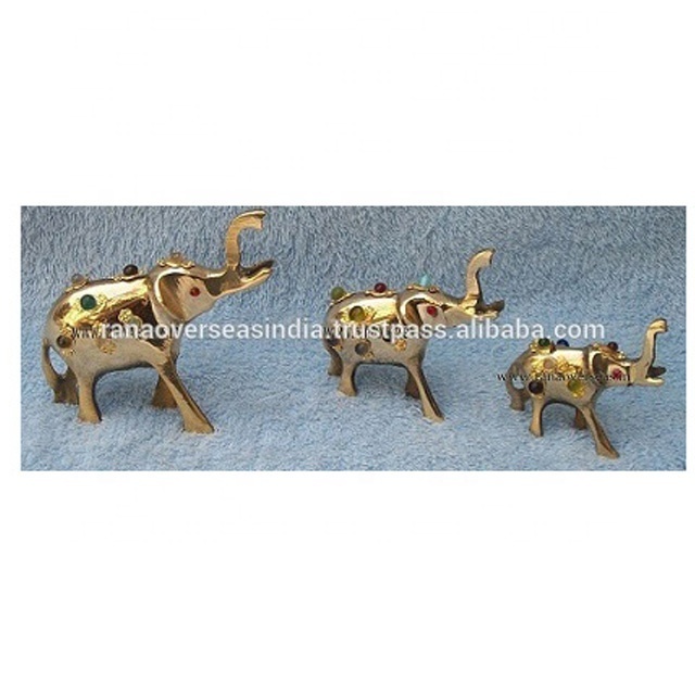 Brass Elephant Sculpture Luxury Creative Figurines Statue For Living Room Bed Room Hotel Decor