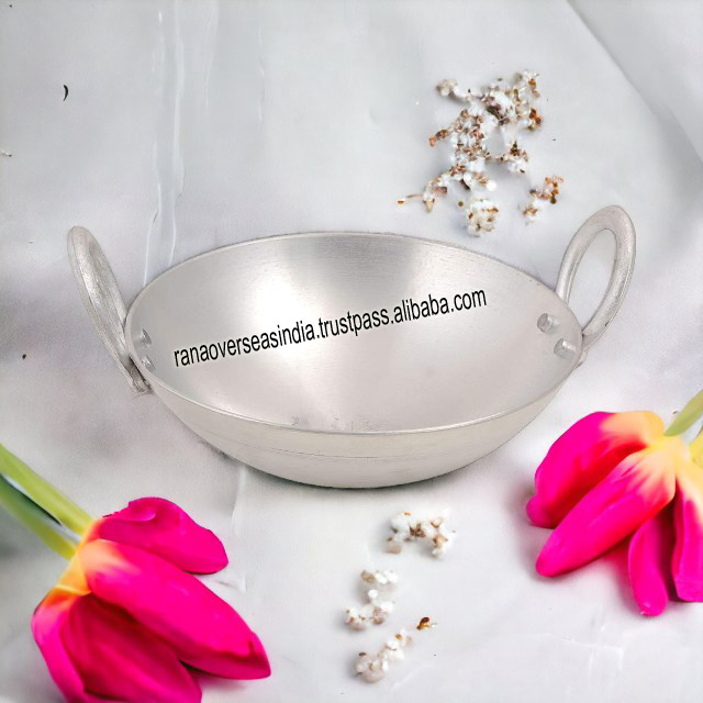 Premium Luxury Wholesale Aluminum Karahi Pan Bowls Deep Frying and Cooking Pot With 2 Handle For Home