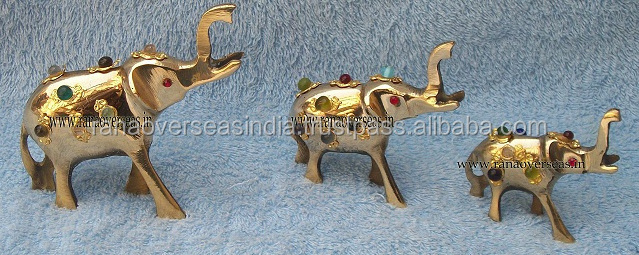 Brass Elephant Sculpture Luxury Creative Figurines Statue For Living Room Bed Room Hotel Decor