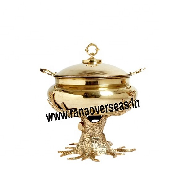 Luxury Table Top Gold Buffet Food Warmer Decorative Catering Serving Dish Brass Chafing Dish With Tree Stand For Wedding Parties