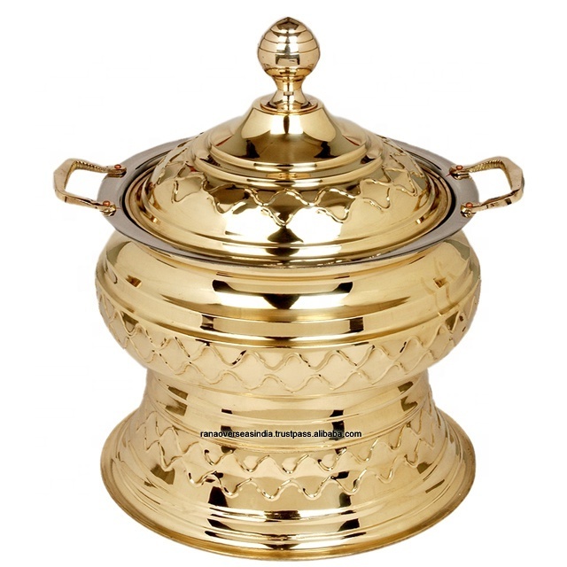 Gold Plated Hotel Restaurant Buffet Server Traditional Handmade Chafing Dish For Catering Wedding Parties And Event