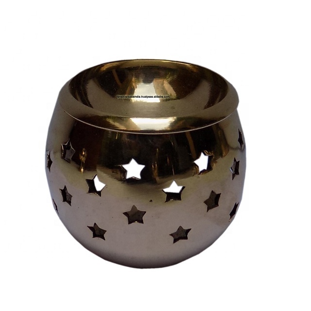 2023 New Style Hollow Out Tea Light Oil Warmer Brass Oil Aroma Burner Incense Aroma Diffuser