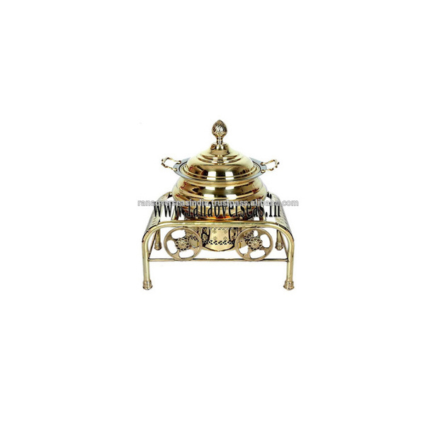 New Style Food Warmer Chafing Dish Round Food Warmer Serving Dish In Gold Plating For Hotel Parties Catering