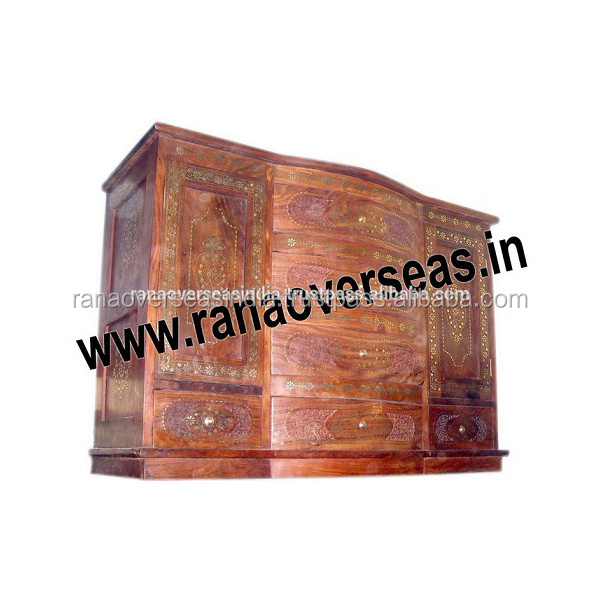 High Quality Wholesale Luxury Wooden Drawer Chest With Brass Inlay Design For Closet Living Room Entryway