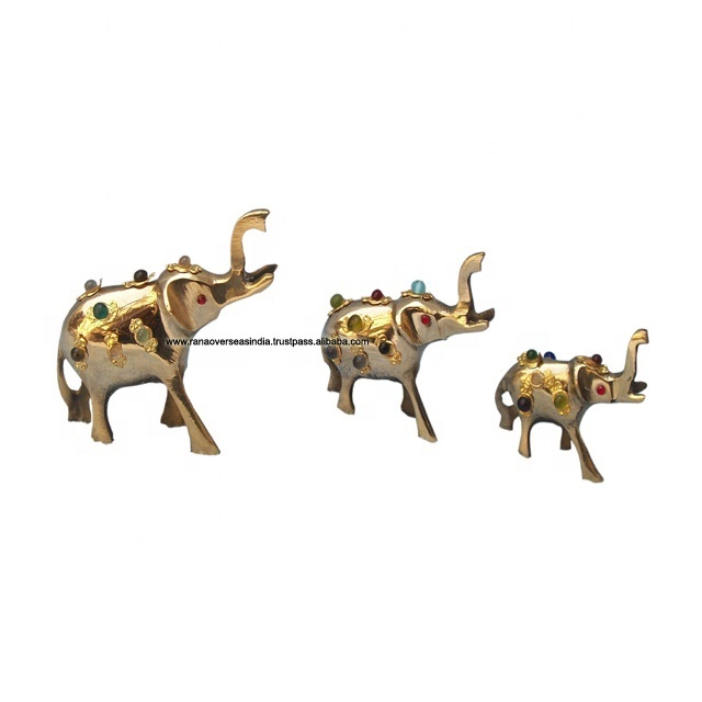 Brass Elephant Sculpture Luxury Creative Figurines Statue For Living Room Bed Room Hotel Decor