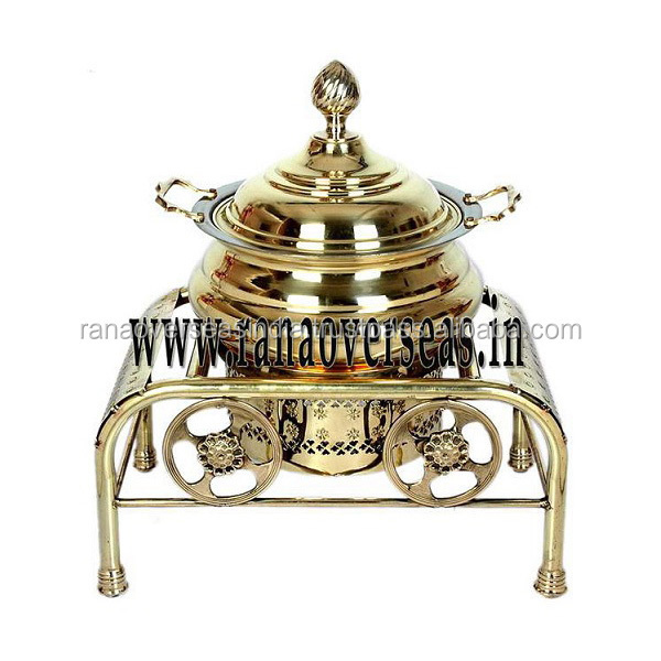 New Style Food Warmer Chafing Dish Round Food Warmer Serving Dish In Gold Plating For Hotel Parties Catering