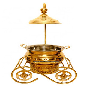 Top Quality Handmade Brass Catering Serving Dish Buffet Food Warmer Round Chafing Dish For Dinner Parties Hotel