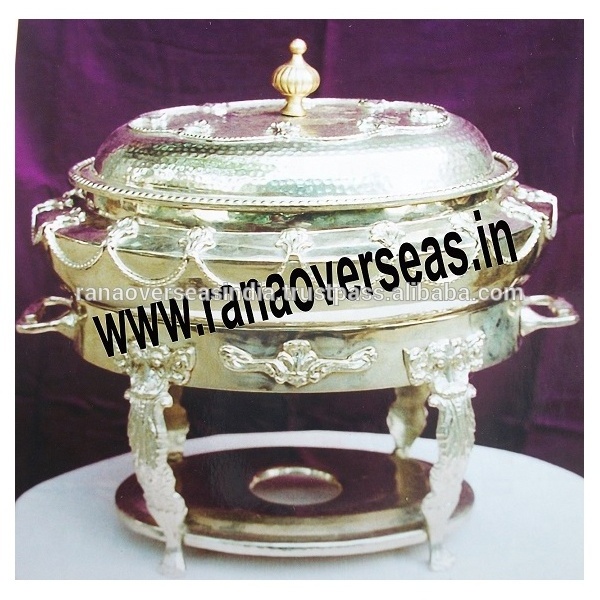 Round Chafing Dish Brass Chafing Dish Buffet Set Food Warmers With Lid & Holder for Weddings Parties Catering