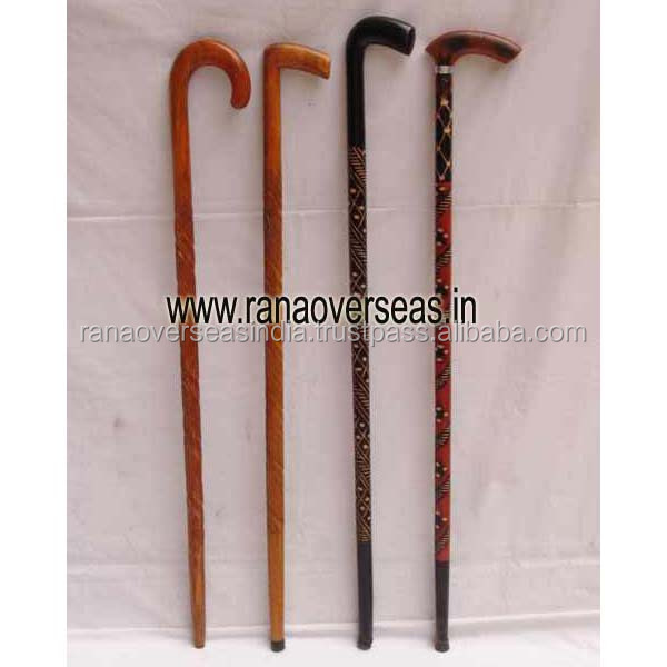 Handmade Vintage Handcrafted And Painted Walking Sticks Made Of Wood For Old Men And Women