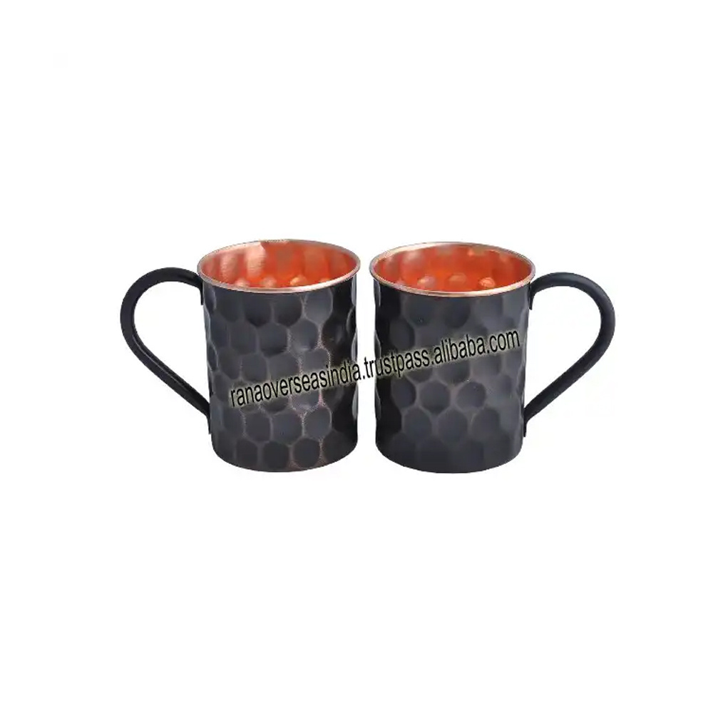 Export Quality Black Copper Moscow Mule Mugs Set of 2 Solid Copper 100 % Pure Copper Mug for Healthy Living