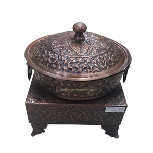 2023 Trend Wholesale Wedding Catering Indian Copper Buffet food Warmer Chafing Dish For Catering Wedding And Events