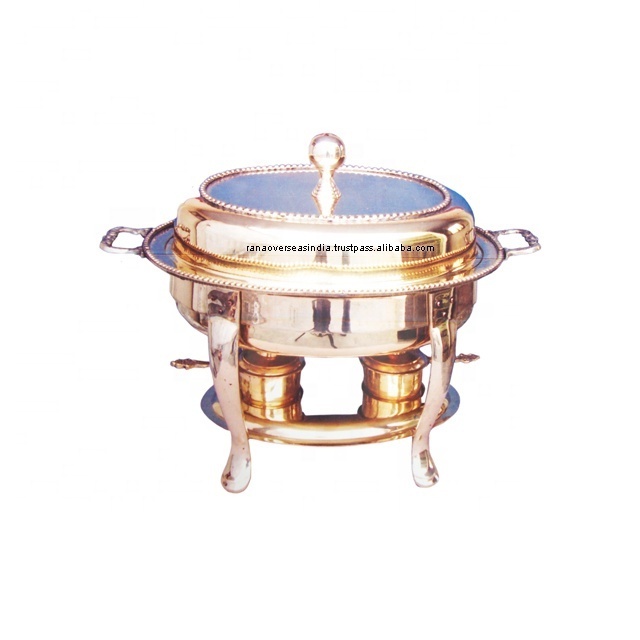 Oval Shape Chafing Dish Customized Logo Hotel Restaurant Food Warmer Chafing Dish Buffet Set Brass Serving Dish