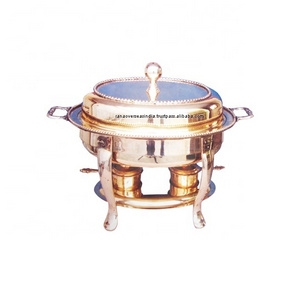 Oval Shape Chafing Dish Customized Logo Hotel Restaurant Food Warmer Chafing Dish Buffet Set Brass Serving Dish