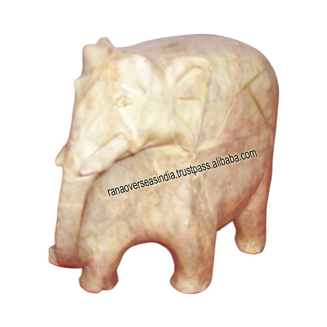 Soapatone Elephant Sculpture Handacrafted Soapstone Elephant Statue Table Decor Animal Figurine For Hotel