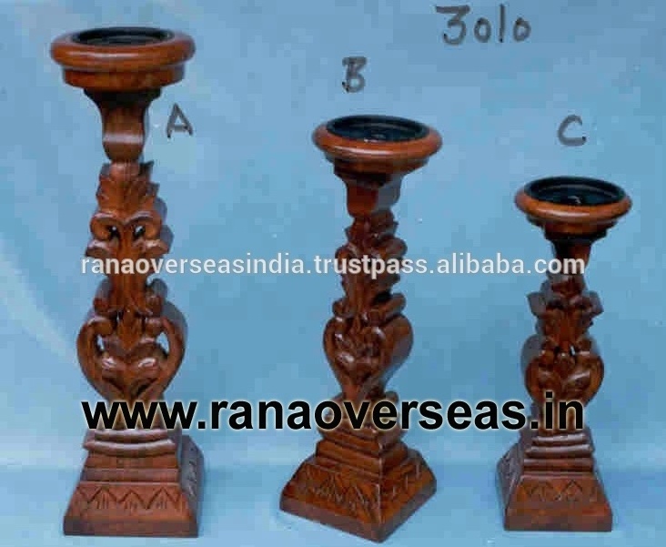 Traditional Handmade Wooden Candle Holders Decorative Wooden Candle Stand For Wedding Home Decoration