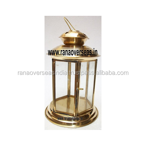 Decorative Traditional Brass Candle Lanterns Hanging Metal Lantern For Restaurant Hotel Office Living Room