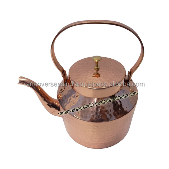 Hammered Pattern Copper Tea Kettle With Lid And Handle For Home , Hotel And Restaurant