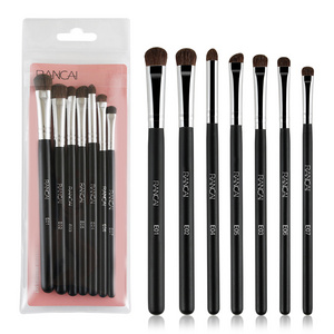 RANCAI 7pcs EyeShadow Brushes Set Natural Horse Pony Hair Cosmetics Blending Smudge Shader Makeup Brushes