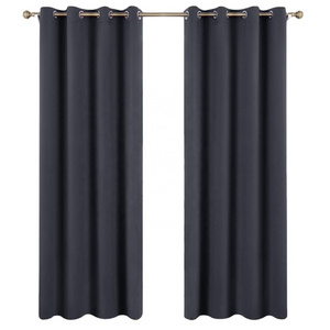 ReadyMade Curtains Dark Grey European Style Grommet Window Curtains 95 Inch Long Panels