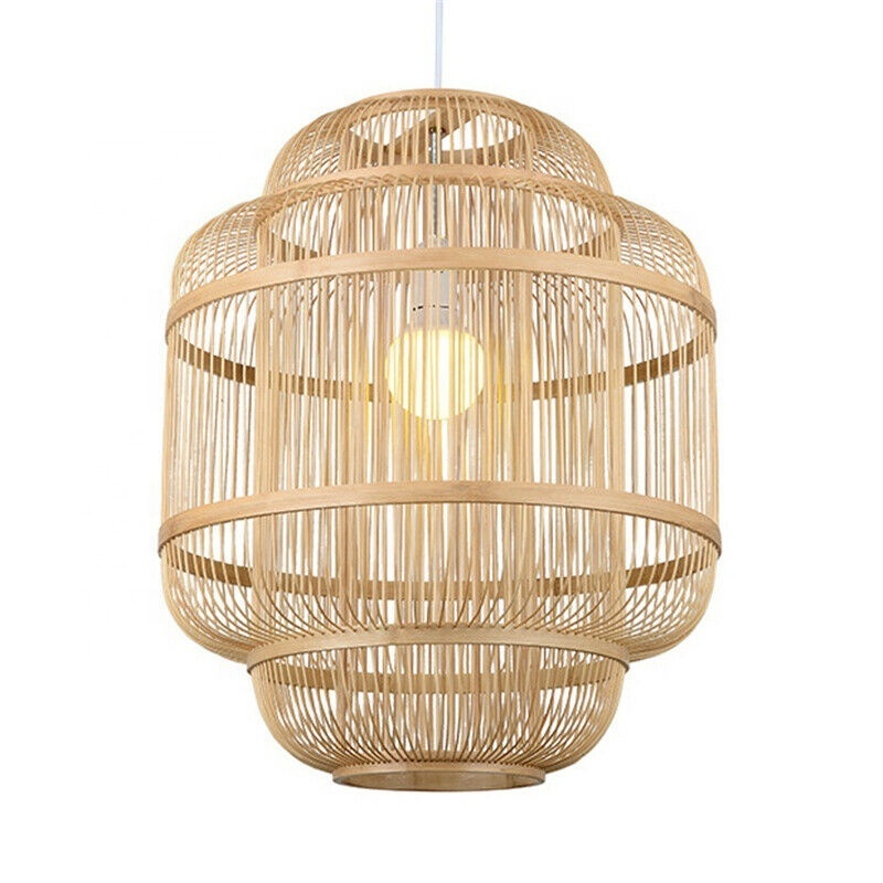 Handmade Bamboo Lighting Fixture Asian Vintage Hanging Ceiling Bamboo Weaving Lamp Wicker Hanging Rattan Pendant Light