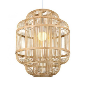 Handmade Bamboo Lighting Fixture Asian Vintage Hanging Ceiling Bamboo Weaving Lamp Wicker Hanging Rattan Pendant Light