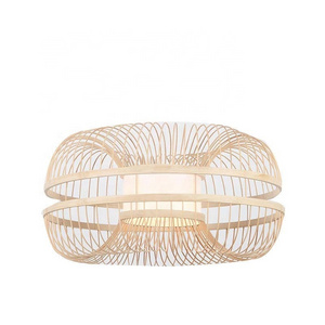 Modern Chinese Handmade Lamp Bamboo Rattan Chandelier Natural Woven Big Round Basket Wood Lantern Pendant Light Fixture