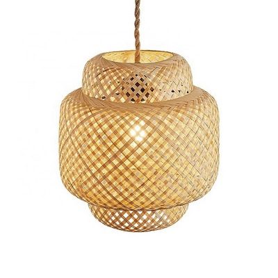 Handmade Bamboo Pendant Light Rattan Hanging Chandelier Lamp Wicker Pendant Lamp Rustic Home Decorative Ceiling Lighting Fixture