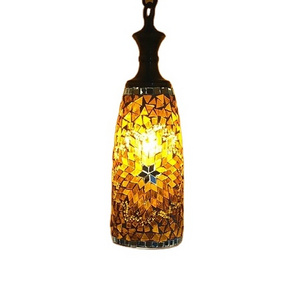 Turkish Mosaic Swag Plug in Ceiling Light Pendant Light Fixture Long Glass Shade Vintage  Exotic Hanging Lights With Chain