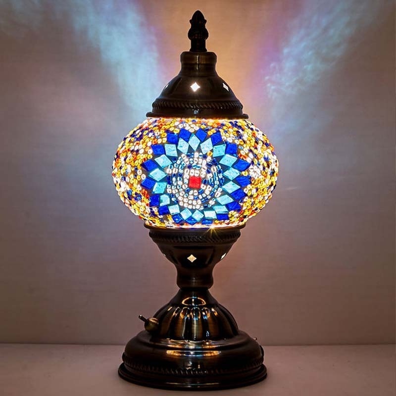 Romantic Vintage Tiffany Turkish Style Desk Lamp Rechargeable Mosaic Turksih Table Lamps Mosaic Moroccan Table Lamp