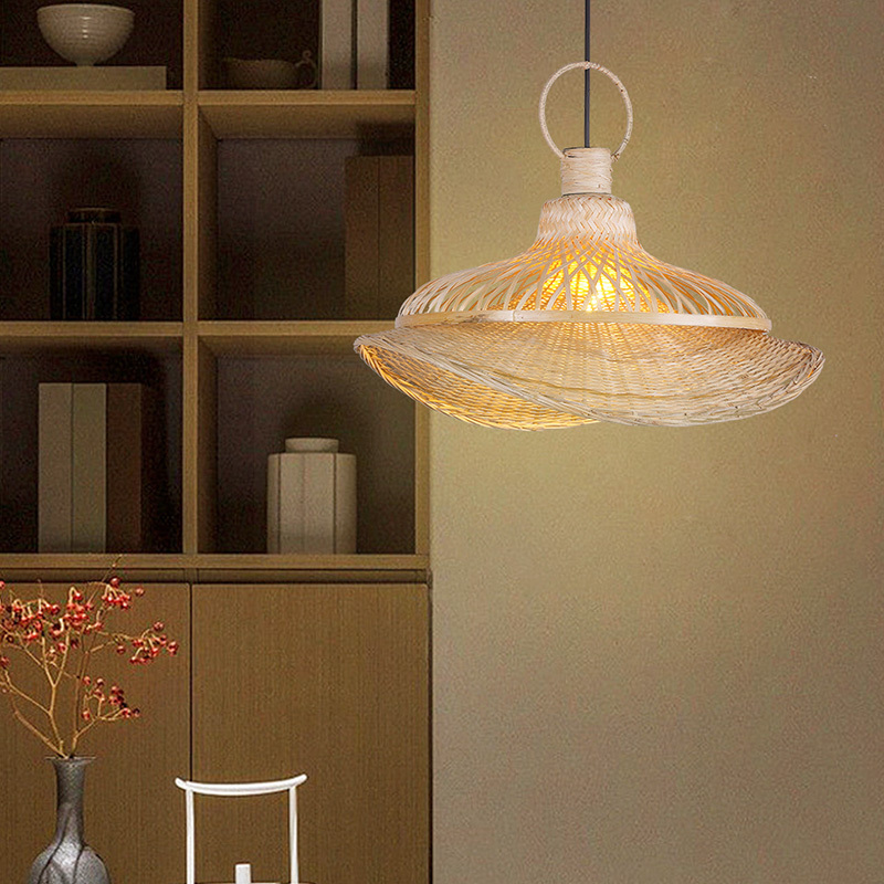 Modern wholesale natural lamp bamboo handcraft lampshade handmade rattan pendant light for hotel home dining room restaurant