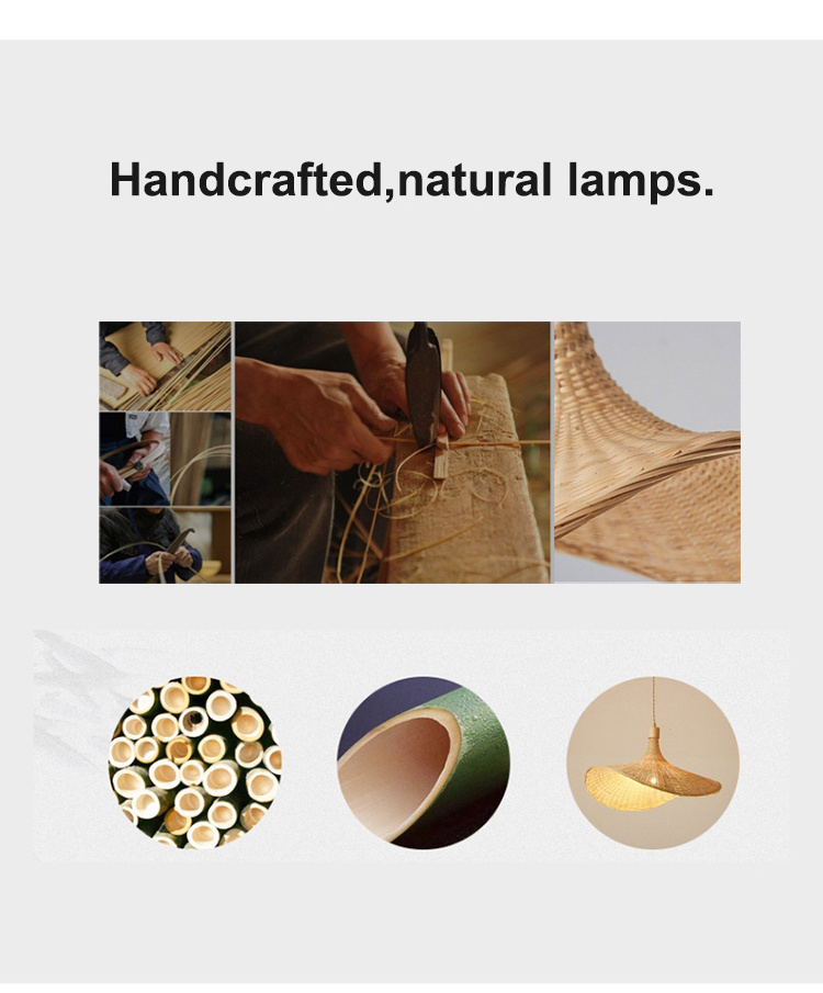 New Design Bamboo Handcraft Lampshade Handmade Wicker Rattan Pendant Light Bamboo Hanging Lamp Lighting Fixture