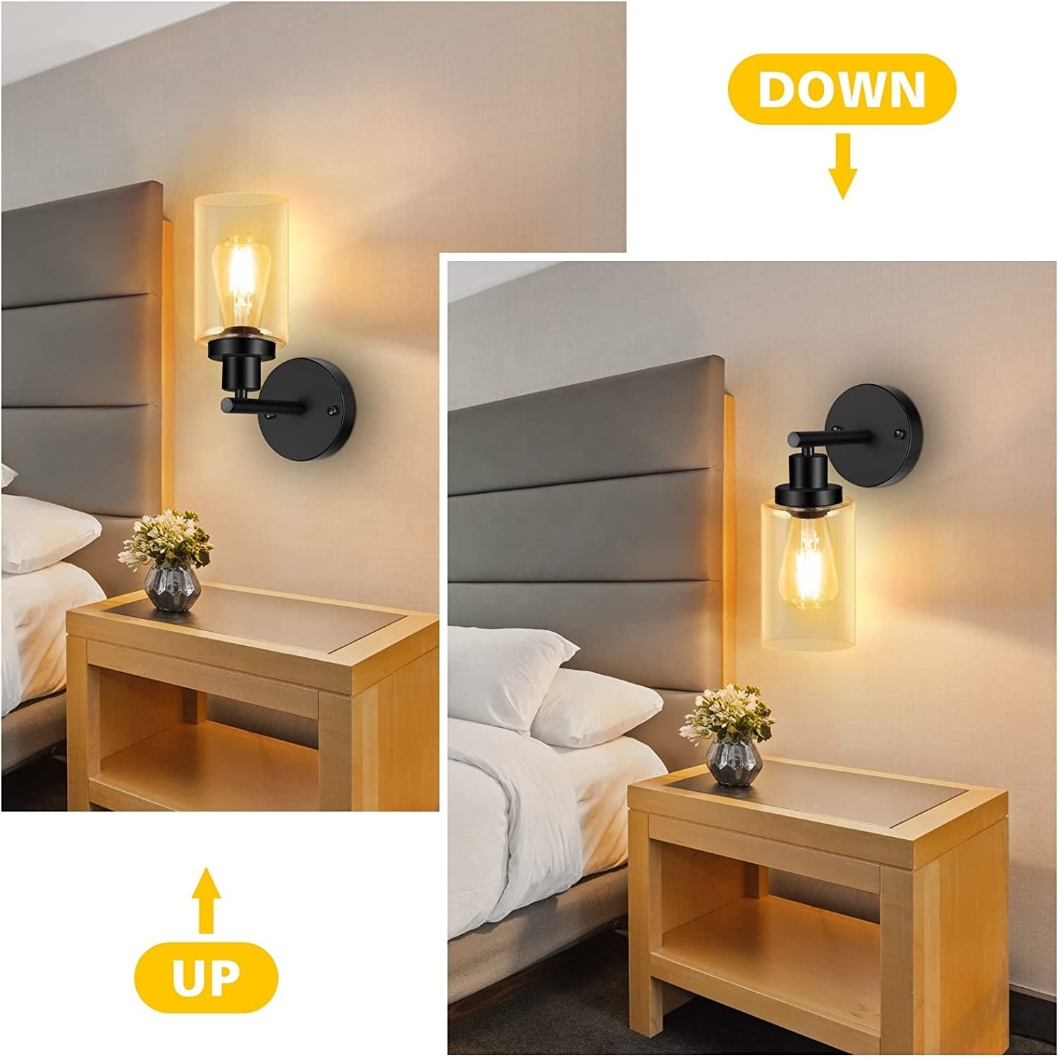 2023 Bathroom Wall Sconces 1-Light Matte Black Vanity Lights Glass Shade Wall Mounted Lamp for Mirror Bedroom Restroom