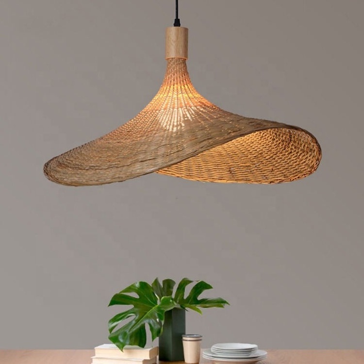 New Design Bamboo Handcraft Lampshade Handmade Wicker Rattan Pendant Light Bamboo Hanging Lamp Lighting Fixture