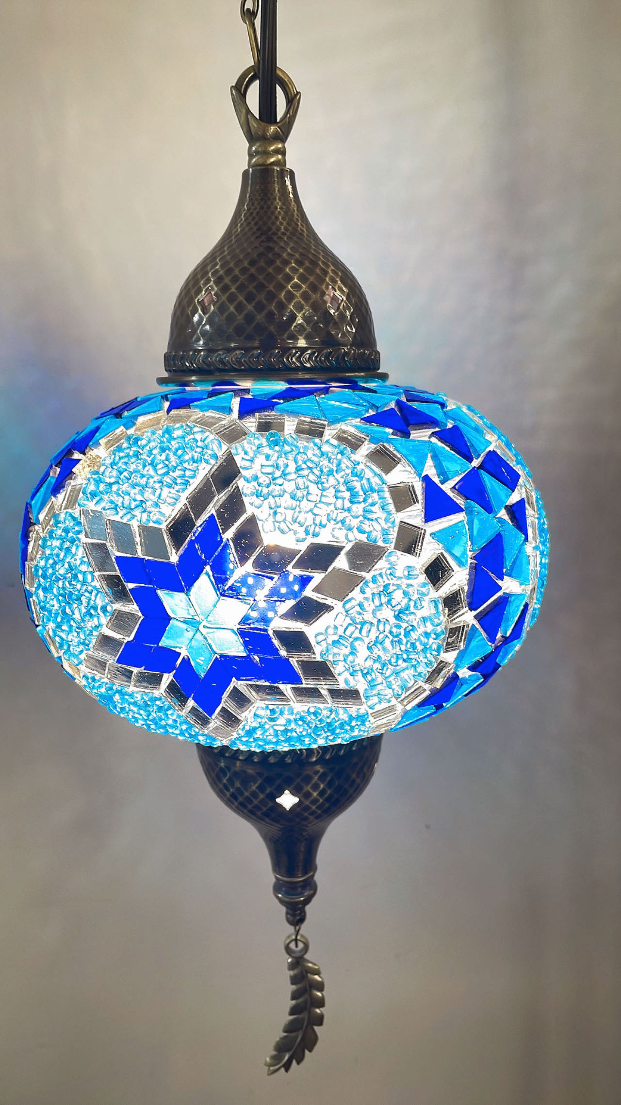 Turkish Mosaic Swag Plug in Ceiling Light Pendant Light Fixture 14.6 feet Chain Vintage  Exotic Hanging Lights