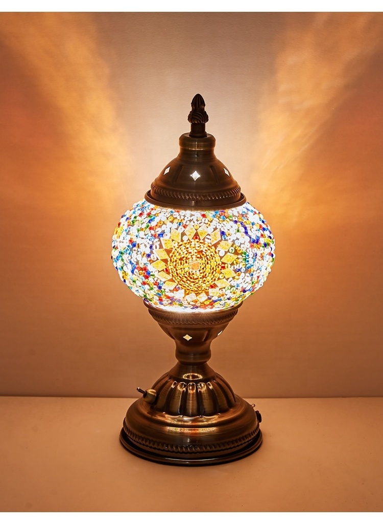 Tiffany Mosaic Glass Lamps Rechargeable Turkish Mosaic Lamps Led Table Lamp Colorful Glass Beads Bedroom Home Decor