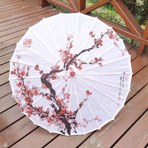 Chinese Umbrella Wedding Decoration Tassel Silk Cloth Umbrella Parasol Romantic Cherry Blossom Umbrella IN STOCK