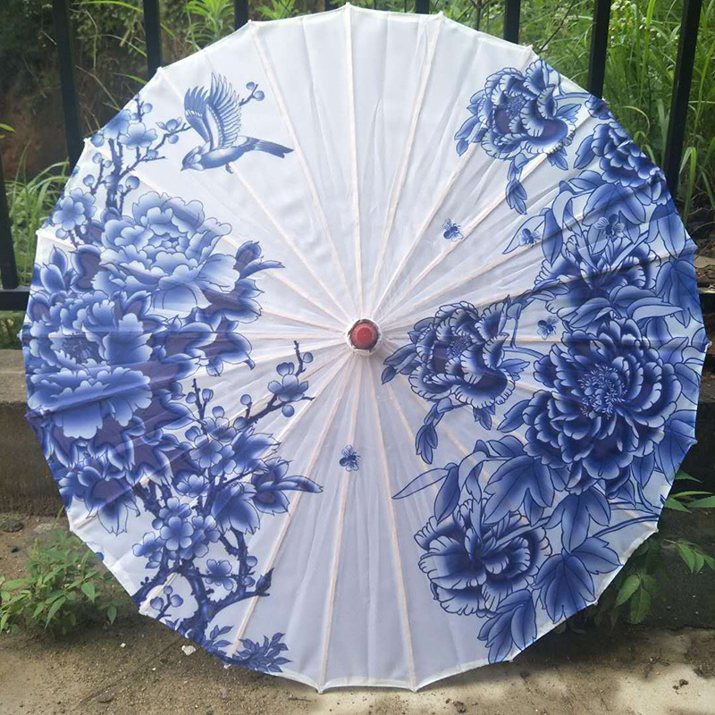 Wedding Umbrella Z28 White Oil Paper Bamboo Dance Umbrella Art Deco Parasol Craft Umbrella Chinese Fabric Parasol