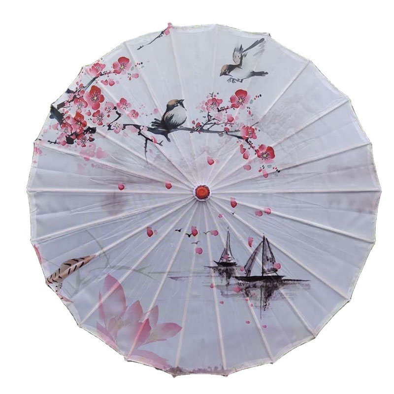 Wedding Umbrella Z28 White Oil Paper Bamboo Dance Umbrella Art Deco Parasol Craft Umbrella Chinese Fabric Parasol