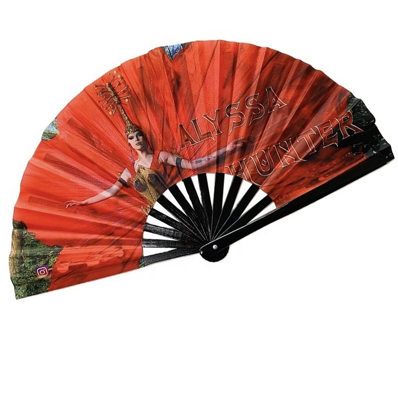 Bamboo Crafts Chinese Tai Ji Kung Fu Rave Fan Custom 33cm Chinese Large Rave Fan Hand fan