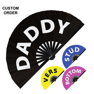 Big Size Clack 13inch 33cm Rave Large Hand Fan Abanicos De Mano Bambu Kung Fu Tai Chi Handheld Fan Custom Fans LOGO