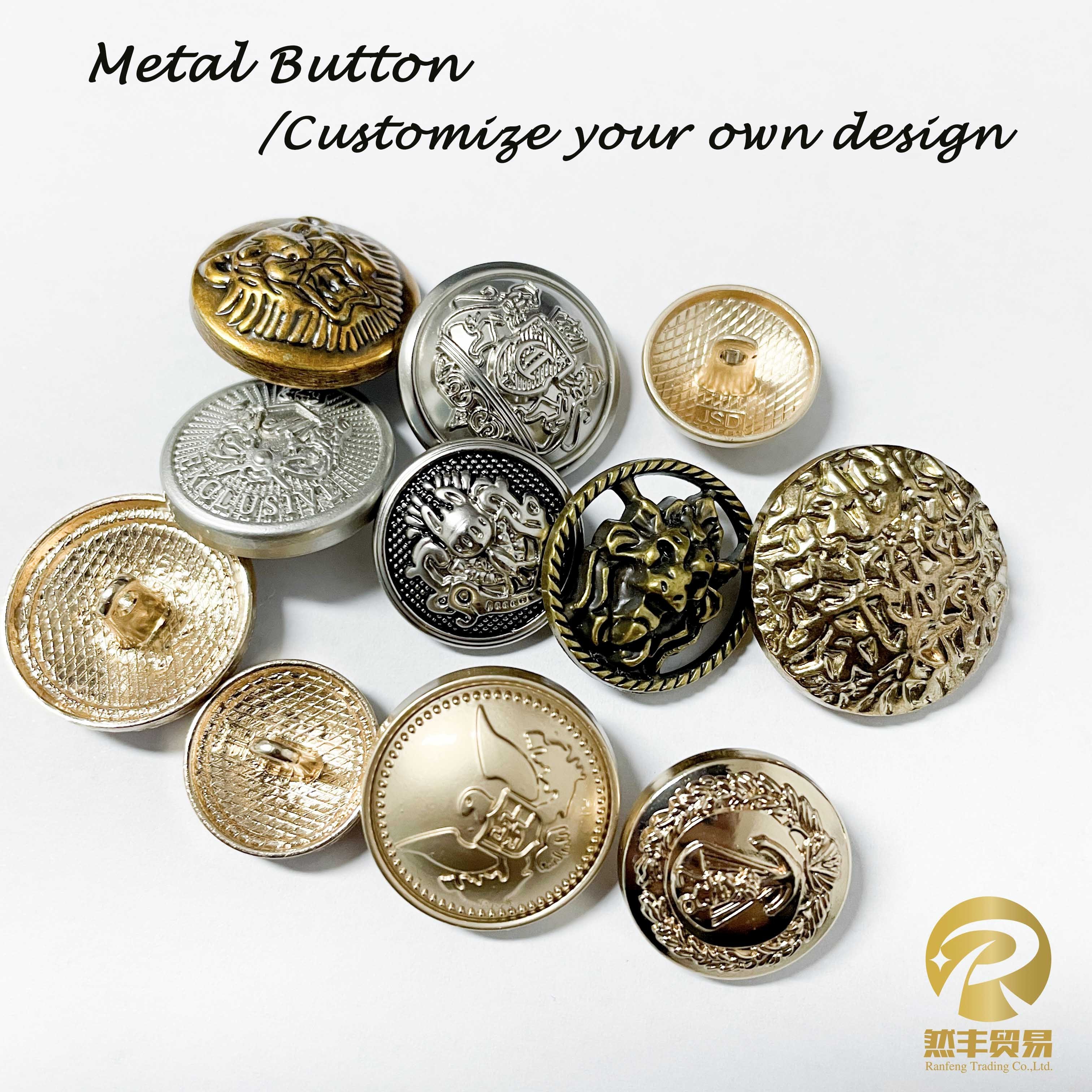 Factory Price Shank Button Custom Zinc Alloy Custom Metal Logo Shank Button Embossed Metal Sewing Accessory  For Coat.