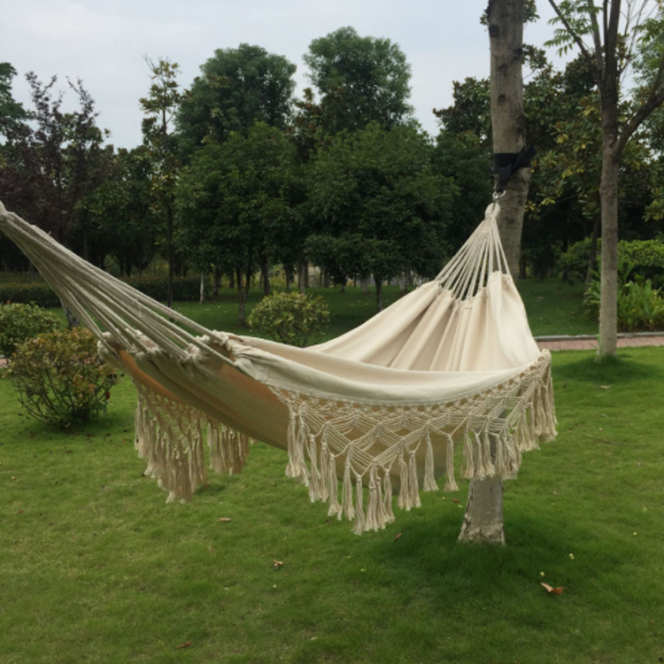 Canvas Macrame Hammock Portable Folding Hammock Stand Indoor and Outdoor