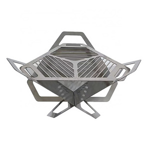 Stainless Steel Barbecue Fire pit, Portable Cross BBQ Grill for Backpacking Mini Fire Pit Grill