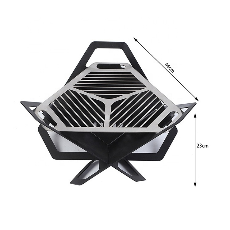 Stainless Steel Barbecue Fire pit, Portable Cross BBQ Grill for Backpacking Mini Fire Pit Grill