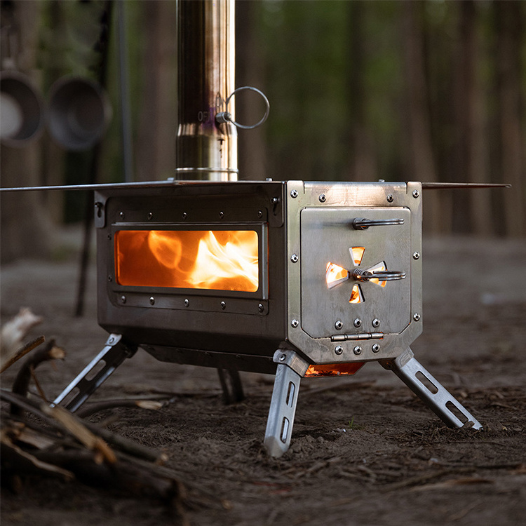 Stainless Steel Tent Wood Stove Camping Portable Barbecue Smoke Stove